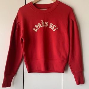 MADEWELL RED GRAPHIC APRES-SKI PLEAT LONG SLEEVE SWEATSHIRT